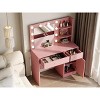 HYLEORY Vanity Desk with Mirror, Power Outlet and 10 Lights, Makeup Table with 3 Drawers,3 Color Modes Available for Bedroom - 3 of 4