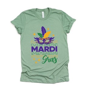 Simply Sage Market Women's Mardi Gras Mask Sparkle Short Sleeve Graphic Tee - 1 of 4