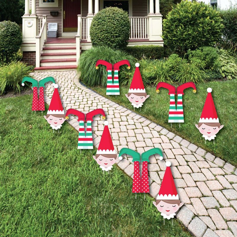 Big Dot of Happiness Elf Squad - Lawn Decorations - Outdoor Kids Elf Christmas and Birthday Party Yard Decorations - 10 Piece, 1 of 9