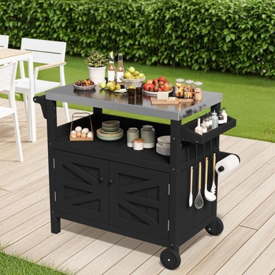 thumbnail image 2 of Portable 3-Tier Bar Table - Mobile Serving Cart For Parties & Events With Black Skirt 2 of 6