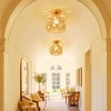 DORESshop 7 in. 1-Light Gold Semi Flush Mount Ceiling Light Fixture with Antique Metal Crystal Shade - 3 of 4