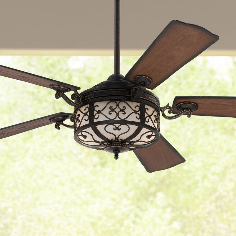 54" Casa Vieja Hermitage Rustic Indoor Outdoor Ceiling Fan with Dimmable LED Light Remote Control Golden Forged Walnut Damp Rated for Patio Exterior, 2 of 11