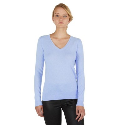 Jennie Liu Women's 100% Pure Cashmere Long Sleeve Pullover V Neck ...