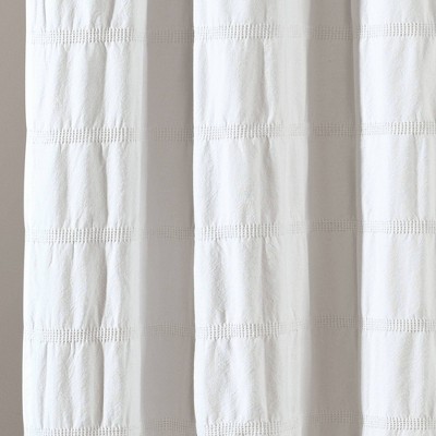 White Waffle Stripe Cotton Shower Curtain 72" x 72"