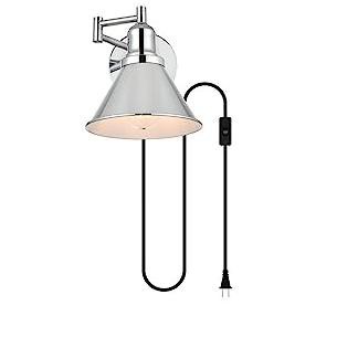 Elegant Lighting Jair 1 light Chrome swing arm plug in wall sconce