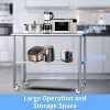 Winado 72 in. Stainless Steel Table With Undershelf, Backsplash and Wheels - 3 of 4