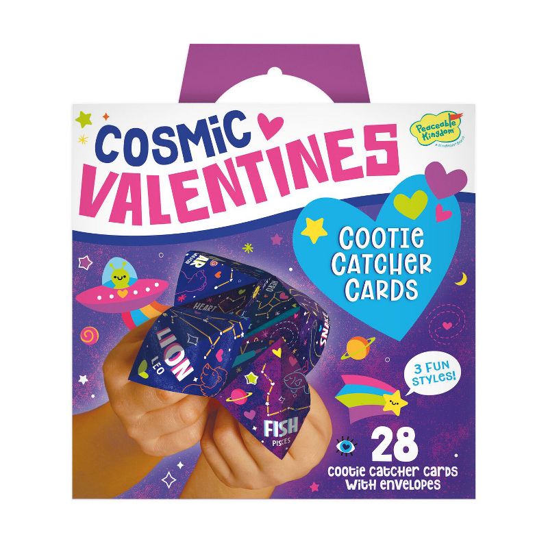 Peaceable Kingdom Cosmic Cootie Catcher Valentines Pack - 28 Valentine Cootie Catchers Cards & Envelopes With Outer Space Design - Ages 4 and Up, 1 of 4