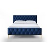 Omax Decor,France Wood and Fabric Upholstered Queen Platform Bed in Blue - 3 of 4