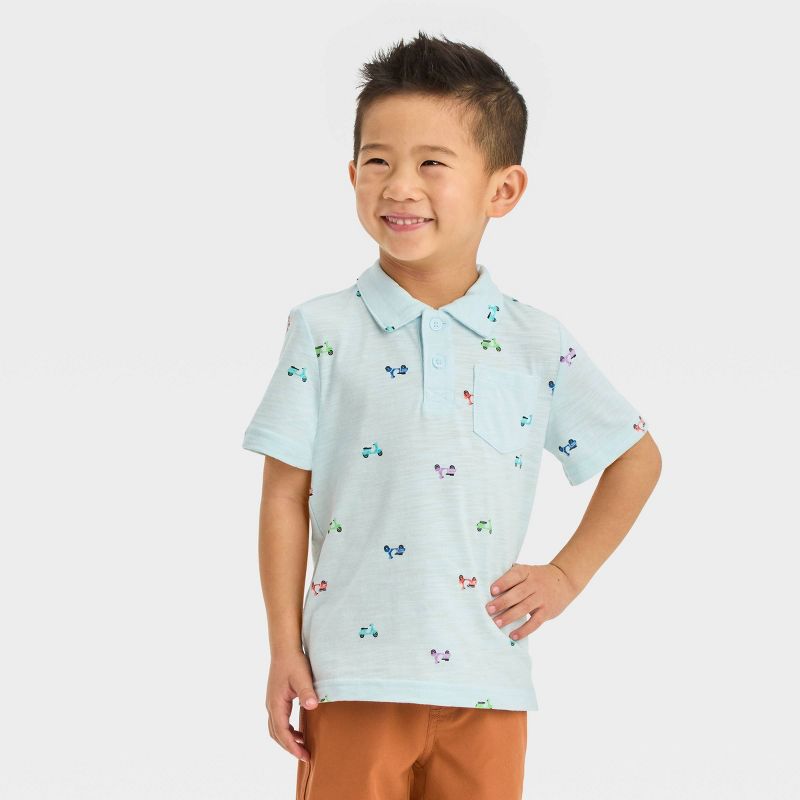 Toddler Boys' Short Sleeve Jersey Knit Polo Shirt - Cat & Jack™, 1 of 7