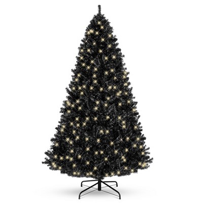 Best Choice Products Pre-Lit Black Christmas Tree, Artificial Holiday Decoration w/ Branch Tips, Incandescent Lights