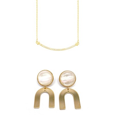 Adornia Gold 2-PIECE Statement Earring and Necklace HOLIDAY Set