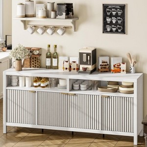Coucheta 65.8 Inch Fluted Sideboard Buffet Cabinet with 4 Doors, Kitchen  with Fluted Door Wood Sideboard Storage Cabinet for Dining Room - 1 of 4