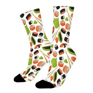 Sushi Vector Women Printed Crew Socks Funny Funky Socks Soft Polyester Novelty Gifts for Artists Men - 1 of 1