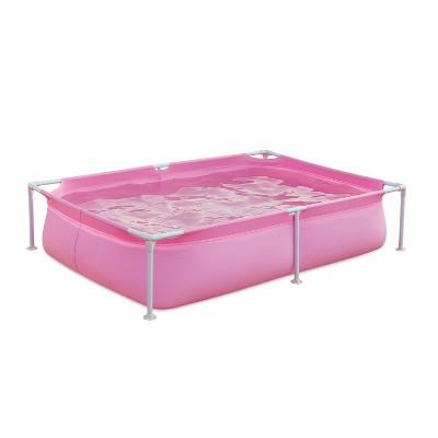 Summer Waves P3060416A 6 x 4.25 Foot 17 Inch Deep Rectangular Small Metal Frame Above Ground Family Backyard Swimming Pool, Blue