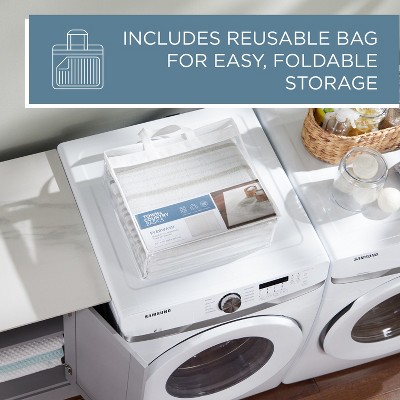 Layne Silver Gray Stripe Washable Synthetic Area Rug 6' x 9'