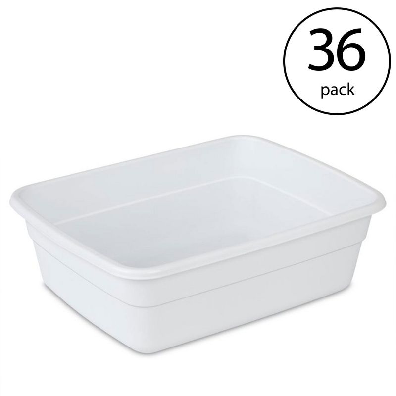 Sterilite Small Portable Rectangle Plastic Heavy Duty Reinforced Plastic 8 Qt Kitchen Dish Pan Basin Container for Dishware & Laundry, White (36 Pack), 2 of 6