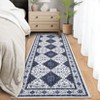 Washable Vintage Rug Non Slip Low Pile Rug Soft Throw Floor Cover Floral Foldable Indoor Carpet for Living Room Bedroom Playroom Nursery - 4 of 4
