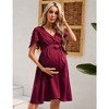 Women Maternity Swiss Dot Short Sleeve V Neck Summer Wrap Mini Dress ...