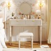 Luxury Vanity Desk with Round Mirror and 4 Drawers,Modern Makeup Dressing Table Set with Upholstered Stool-The Pop Home - 2 of 4