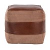 Sapphtopaz Modern leather Ottoman with Splicing Design Upholstered Multi-Purpose Pouf with Recycled Cotton Fill Footstool for Living Room,Bedroom - 3 of 4