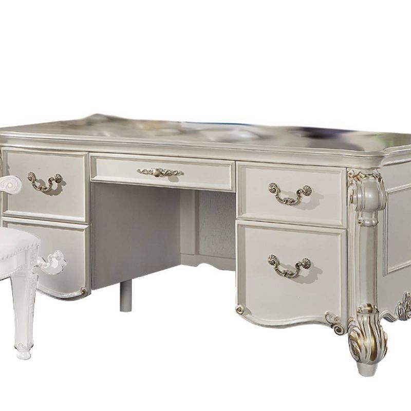 31&#34; Vendome Desks Antique Pearl Finish - Acme Furniture, 3 of 10