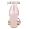 Allegra K Women's Satin Open Toe Ankle Strap Chunky Sandals - 3 of 4