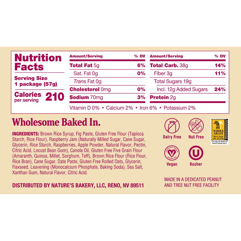Nature&#39;s Bakery Gluten Free Raspberry Fig Bar - 6ct, 3 of 7
