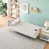 74.01'' Corduroy 3-Seater Sofa Bed with 2 Pillows, Metal Feet, Adjustable Backrest and Cup Holders - 3 of 4