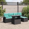 vidaXL Patio Sofa Set with Cushions and Table Outdoor Garden 6 Piece Poly Rattan - Black with Storage - 2 of 4