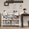 White Rustic Console Table with Sliding Barn Doors – 46" Narrow Farmhouse Wood Table, Entryway/Sofa Table with Storage Shelves for Living Room - 4 of 4