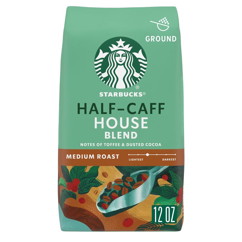 Starbucks Half Caff House Blend Medium Roast Ground Coffee -12oz, 1 of 8