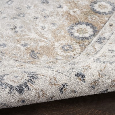 Astra Silver Taupe Floral Synthetic 8' x 10' Washable Area Rug