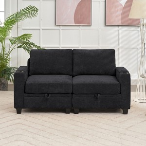 Hyleory Upholstered Chenille Storage Reception Loveseat for Living Room Bedroom - 1 of 4