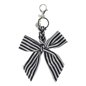 Unique Bargains Bow Scarf Handbag Charm Black White 1Pc - 1 of 4
