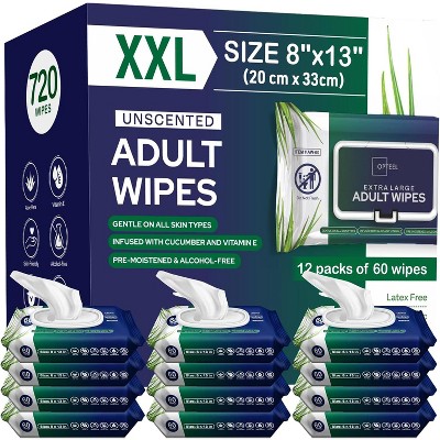 Opteel Adult Wipes Extra Large Unscented - Skin-Friendly Wet Wipes for Adults & Elderly Disposable Washcloths