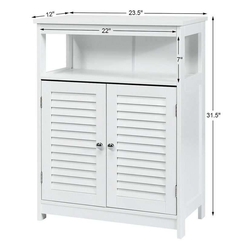 Costway Bathroom Wood Storage Cabinet w/ Double Shutter Door, 3 of 11