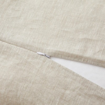 Beige Twin Linen and Cotton Duvet Cover Set