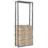 vidaXL Firewood Rack with Base Black Steel Organizer Log Holder Multi Sizes - 2 of 4