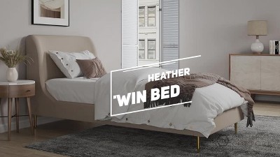 Heather Gold-Finished Twin Velvet Upholstered Bed with Slats