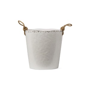 tagltd 9.9"x9" Veranda Cracked Glazed Solid Wavy Edge Melamine Wine Bucket Dishwasher Safe Indoor Outdoor Ivory - 1 of 2