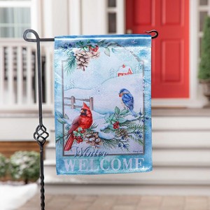 Evergreen Garden Flag Snow Country Birds  Lustre Double Sided Indoor Outdoor Decor 18" x 12.5" - 1 of 2