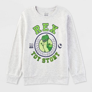 Kids' Toy Story Rex Pullover Crewneck Sweatshirt - Oatmeal - 1 of 3