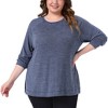 Agnes Orinda Women's Plus Size Crew Neck Long Sleeve Side Split Shirt Casual Ribbed Knit Blouse - 2 of 4