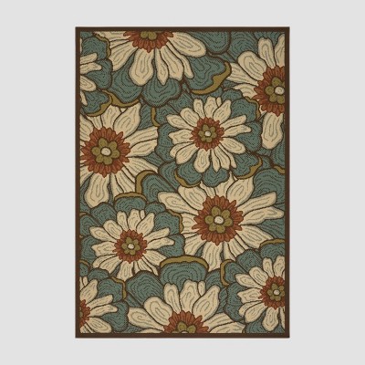 5' x 8' Melody Floral Outdoor Rug Blue/Brown - Christopher Knight Home