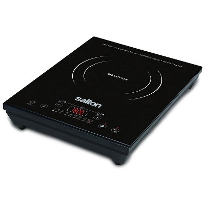 Salton ID1350 Portable Electric 300 To 1800W 8 Setting 140 to 465F Glass Top Induction Cooktop Stove Burner with 3 Hour Shutoff Timer