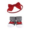 Hudson Baby Infant Girl Headband and Socks Giftset, Red Pink, One Size - 3 of 4