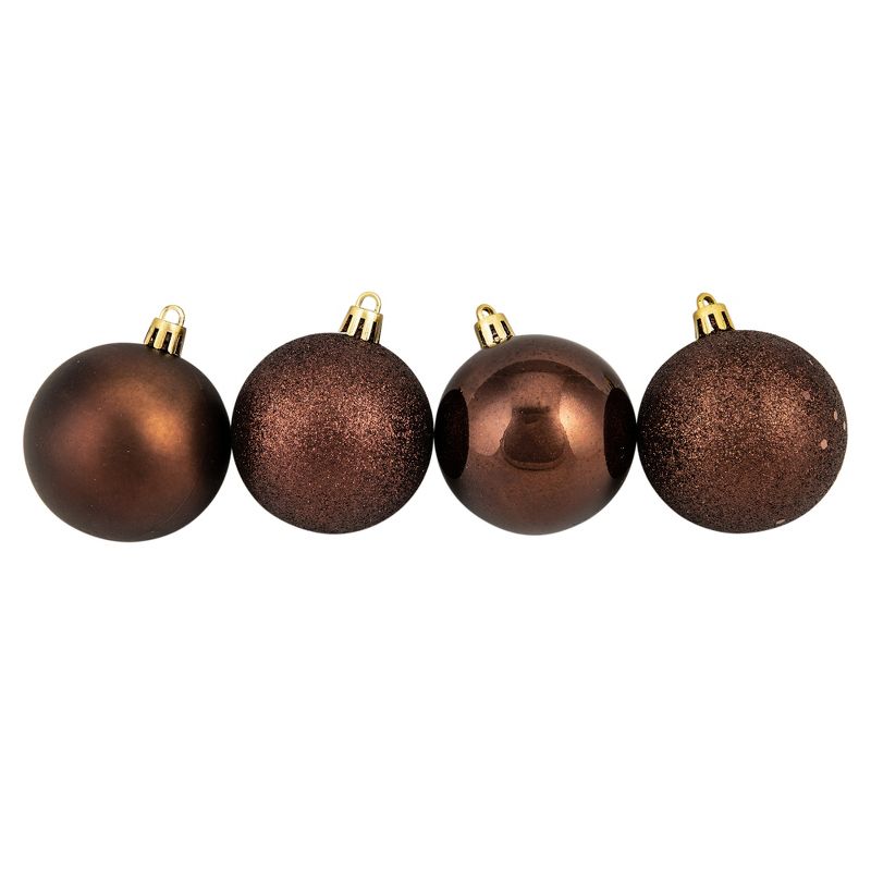 Northlight 60ct Shatterproof 4-Finish Christmas Ball Ornament Set 2.5" - Brown, 3 of 4