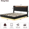 Floating Bed Frame with LED Lights & Charging Station, Upholstered Platform Bed with Storage Headboard, Wood Slats Support, No Box Spring Needed - 2 of 4