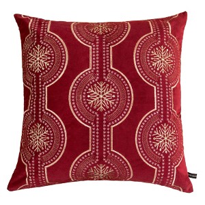 Gulches 20¡Á20" Red Holiday Embroidered Velvet Throw Pillow with Insert - 1 of 4