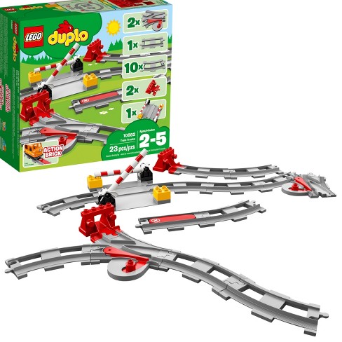 NEW Lego DUPLO 1x3x2 WHITE TRIANGULAR Brick TRAIN TRACK CROSSING Pattern *5 PCS*